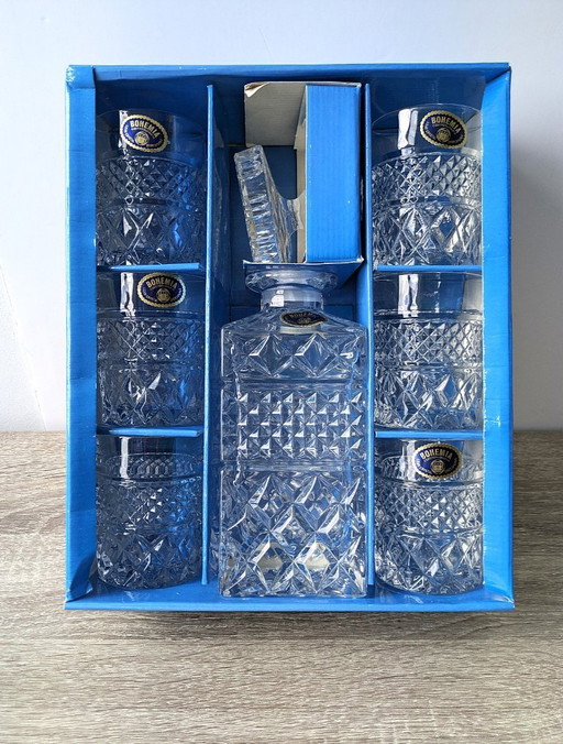 Set da whisky in cristallo, decanter Bohemia (cristallo al piombo 24%)