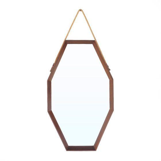 Image 1 of Octagonal Mirror with Teak Frame, 1960s