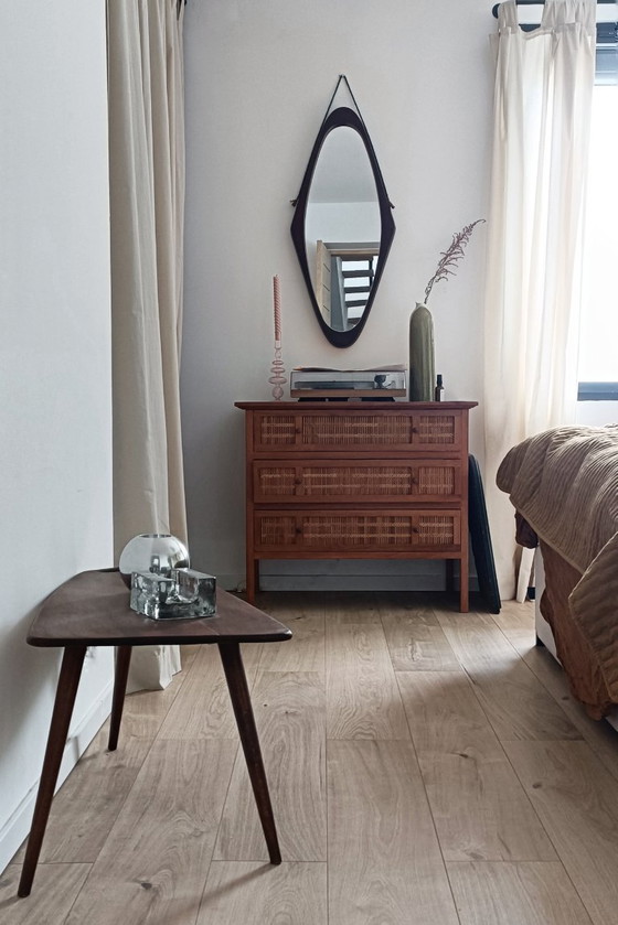 Image 1 of Miroir Italien Années 50-60 en Teck Massif