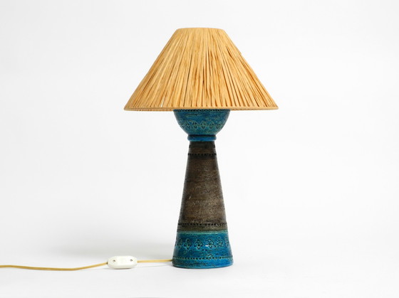 Image 1 of Beautiful 1960s Rimini Blue Ceramic Table Lamp by Aldo Londi for Bitossi, Italy