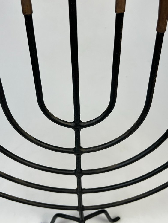 Image 1 of Large Vintage Menorah Candlestick, 1970's, Metal and Brass