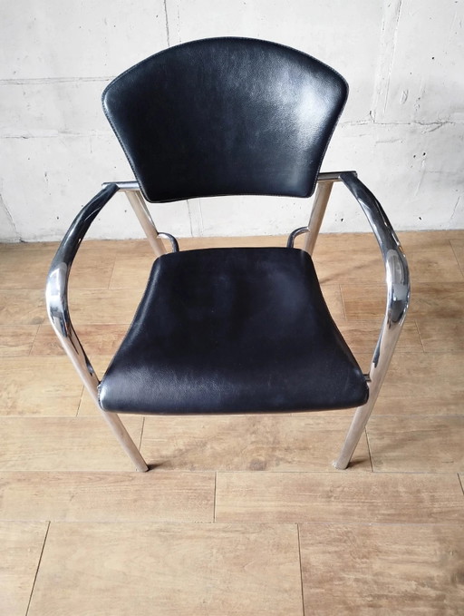 10 sedie Brayton – eetkamerstoelen, Leather, Chrome