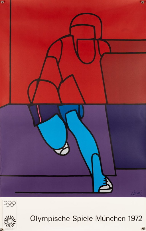 Jeux Olympiques de Munich – 1972 – Affiches sérigraphiée vintage originale par Valerio Adami – Pop Art – 102x64 cm