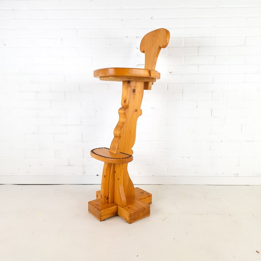 3 tabourets de bar vintage en bois style brutaliste