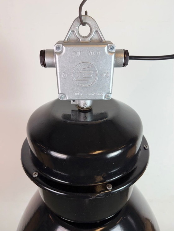 Image 1 of Large Black Industrial Factory Pendant Lamp from Elektrosvit, 1960s