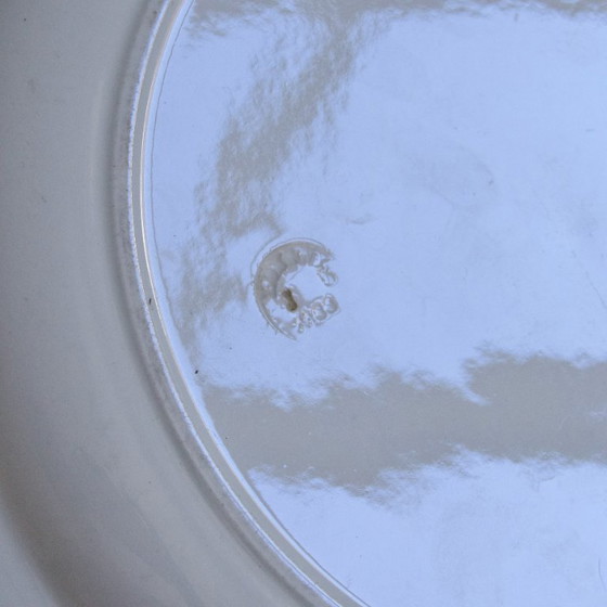 Grand plat rond de 1870 signé Longwy collection aux oiseaux, terre de fer – Vaisselle, Ceramic (photo 6 of 6)