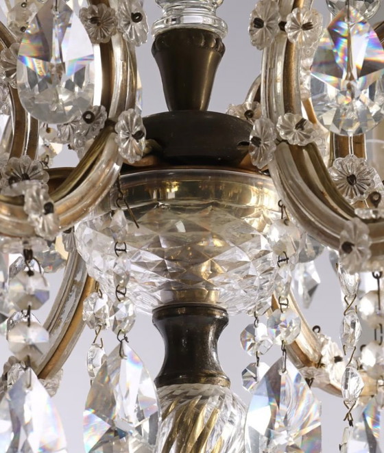 Image 1 of Large bohemian crystal Candlestick/candelabre floor lamp 1950’s