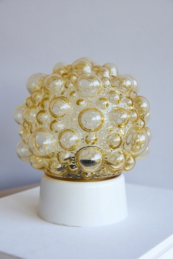 Image 1 of Tynell Bubble Ceiling Lamp Amber Glass White Base