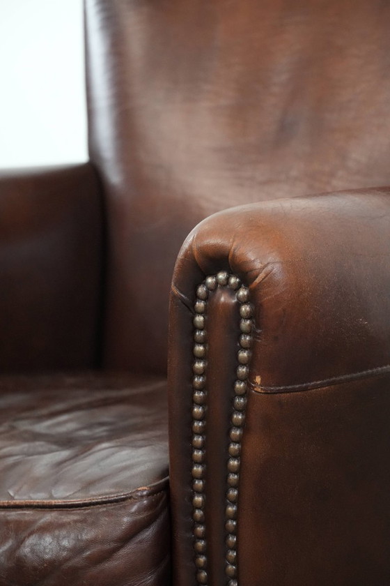 Image 1 of Elegant, characterful vintage armchair made of sheepskin