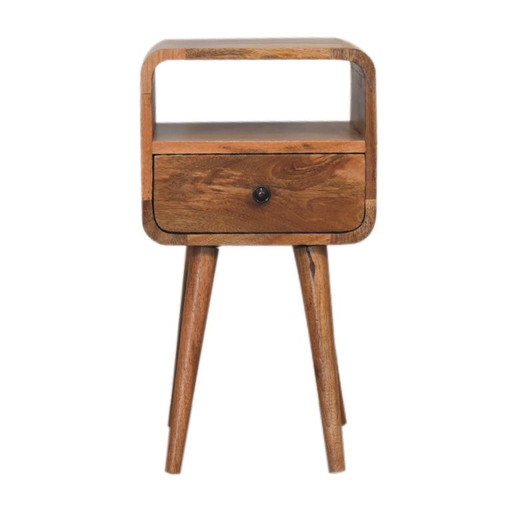 Mini Eikenhouten Look Nachtkastje Van Massief Mangohout – 1 Lade & Open Vak – Artisan, Wood (photo 2 of 10)