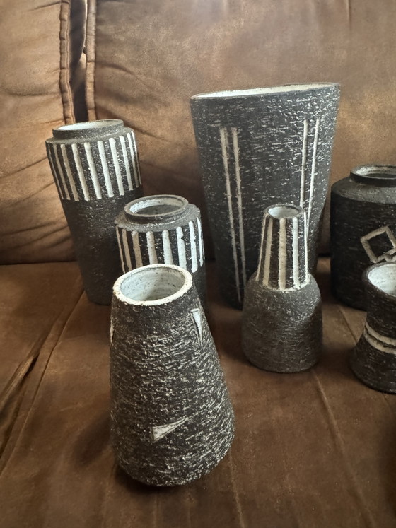 12-Piece Top Collection Westraven "Chanoir" – Leendert Blok – 1950s/60s Brutalist Mid-Century Ceramics – Vases (photo 2 of 7)