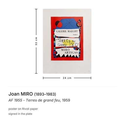 Joan MIRO AF 1955 - Terres de grand feu poster 1959