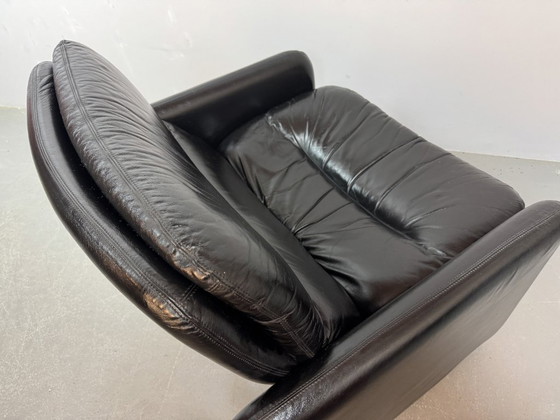 Image 1 of Mid-Century Italian Design Black Leather Lounge Chairs by Titina Ammannati & Giampiero Vitelli for Brunati, Italy, set/2, 1970s