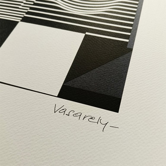 Image 1 of Lithografie van Victor Vasarely uit de jaren 70, gelimiteerde oplage en nummering.
