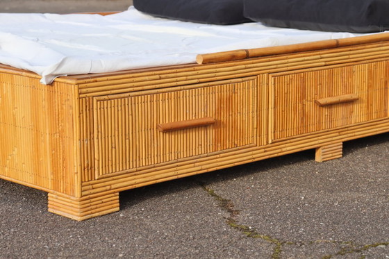 Image 1 of Vintage rattan bed by Audoux Minet