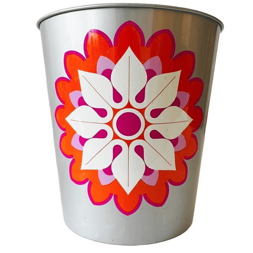 Vintage Simel Vich Pop-Art-Mülleimer aus Metall, 1970er Jahre