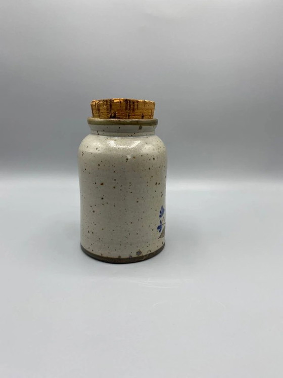 Artisan Corsican Pottery Oletta Hand-painted Paillote Design Stoneware Pot with Cork Stopper – Crockery (photo 3 of 6)