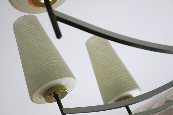 Image 1 of Lampadario italiano in ottone e vetro artistico, anni '70