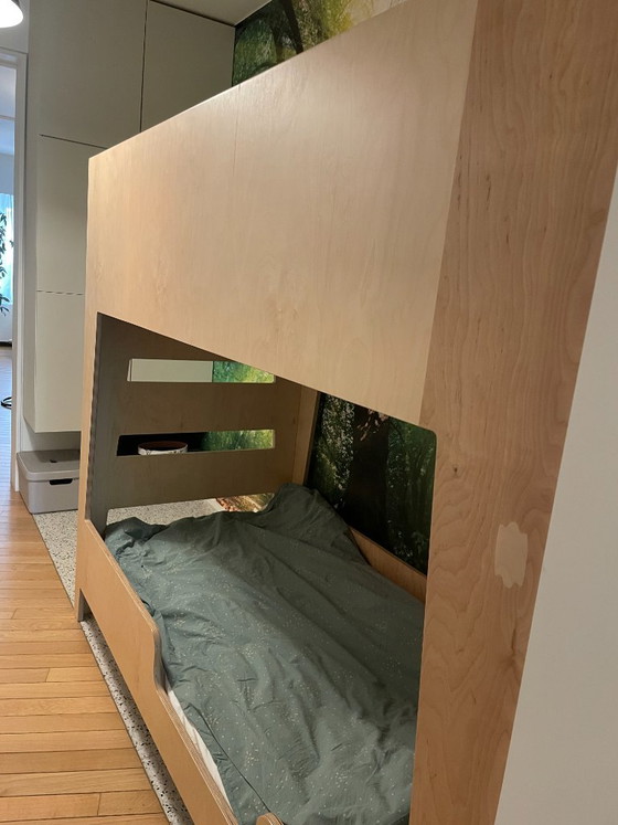 Lit superposé design unique en contreplaqué de bouleau, design propre, Lits 1 personne, Bois, Beige (photo 9 sur 11)