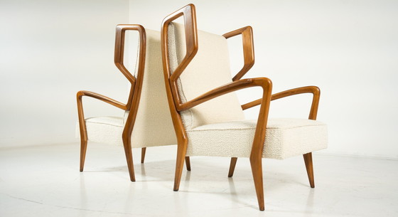 Image 1 of Mid-Century Modern Highback Amrchairs By Orlando Orlandi, Italy, 1950S