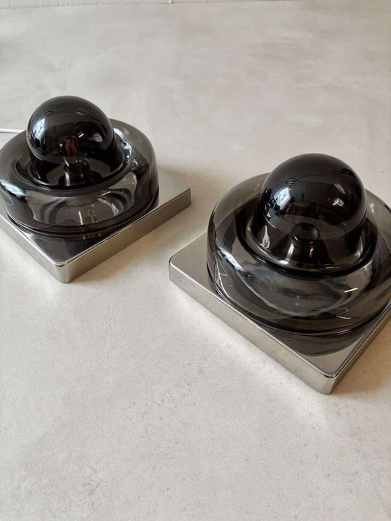 Image 1 of Lampade da parete in vetro fumé Cosack anni '70