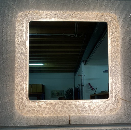 IJsspiegel van Egon Hillebrand, vierkant met licht, jaren 70 – Plexiglass, Metal (photo 2 of 15)