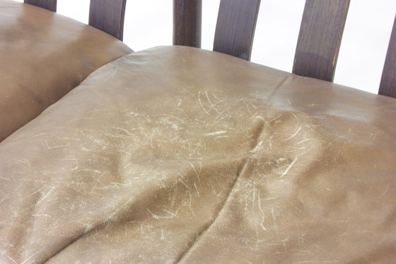 Image 1 of Canapé français en chêne et cuir