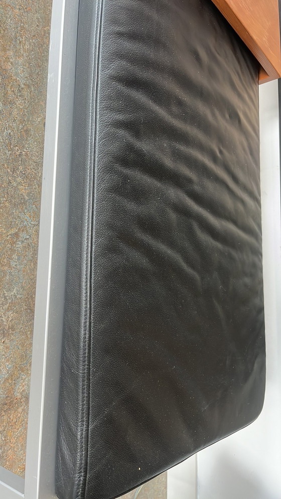 Image 1 of Harvink Sofabank, schwarzes Leder, Metall und Holz