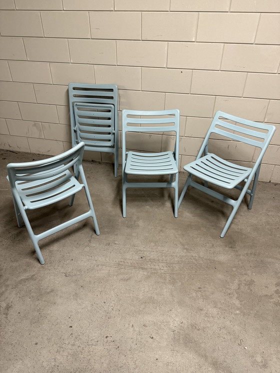 Image 1 of 4x Magis Folding Air-Chair - Jasper Morrison + crochet mural chrome