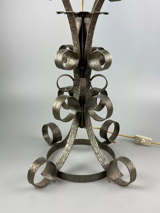 Image 1 of 60s 70s Brutalistische vloerlamp ijzer & glas vloerlamp Mid Century