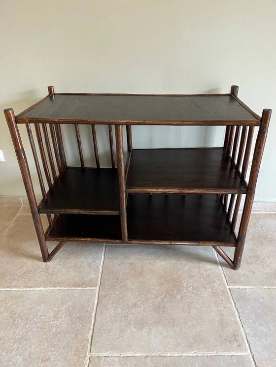 Bruin rotan console rek – Wandrek, Wicker, Rattan, Vintage (photo 18 of 18)