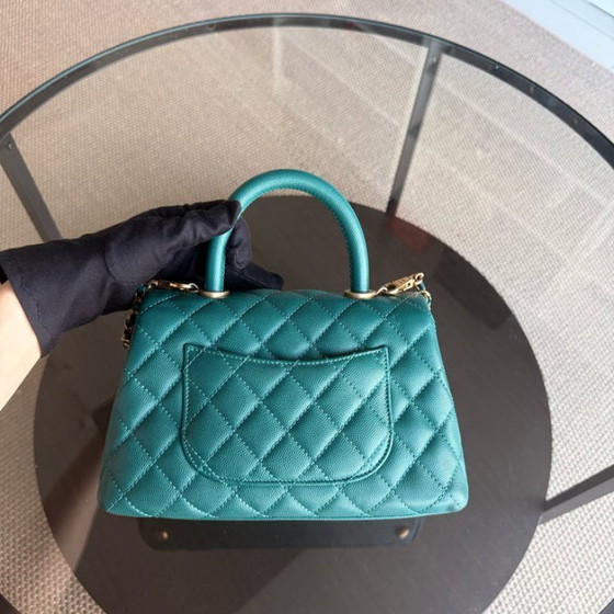 Image 1 of Chanel Coco Handle Small - Caviar Quilted Grained Calfskin Green Gold Hardware Series 27