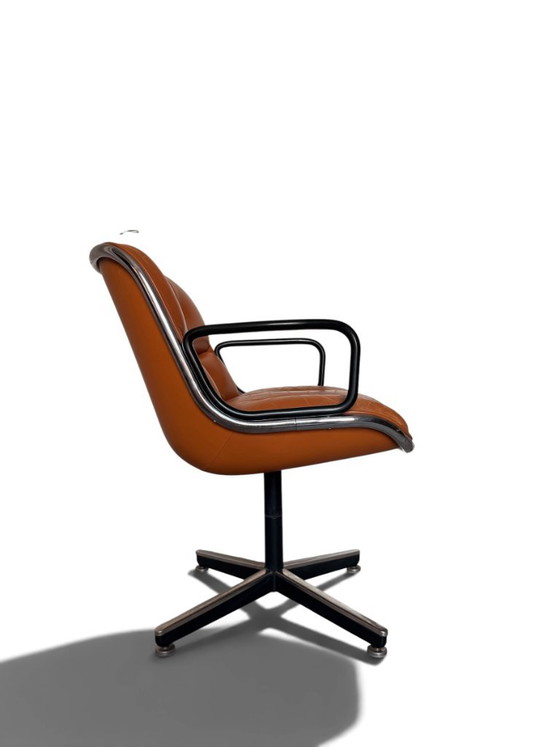 Fauteuil Charles Pollock Executive Knoll - Cuir Camel Patiné – Leather (photo 3 of 11)