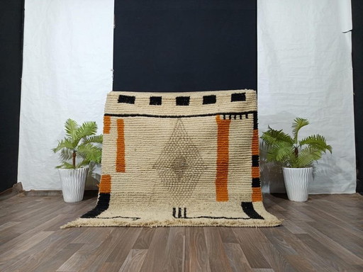 Alfombra tradicional marroquí cuadrada con coloridos estampados, 200 x 200 cm. – Aime Té, vloerkleden en tapijten, Wool