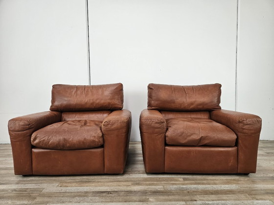 Osaka Brown Leather Armchairs by Moroso, 1980 (photo 5 of 21)