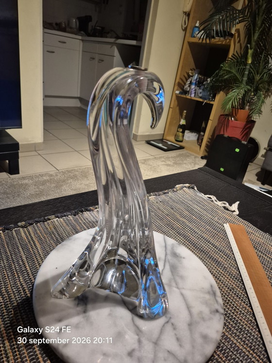 Cisne de cristal macizo – Cristallerie Lorraine, Portavelas, Metal (photo 7 of 7)