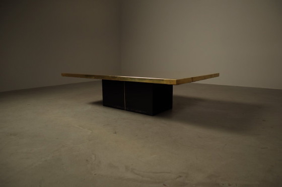 Image 1 of Mesa de centro de latón grabado de Christian Heckscher, Bélgica, década de 1970.
