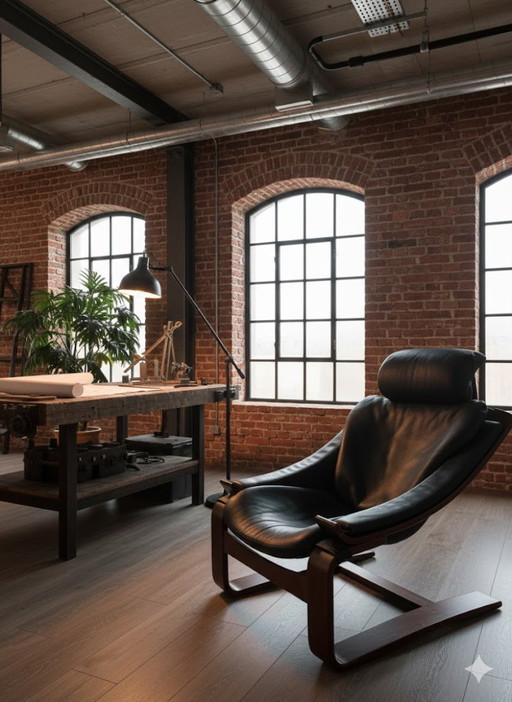 Kroken recliner - Scandinavian design - 70s design - green leather