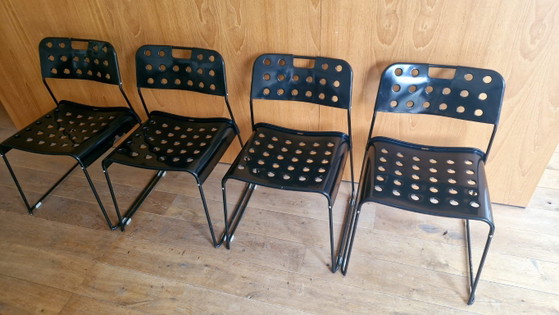 4 Original Vintage Black Omstak Chairs by Rodney Kinsman (Black Frame) – Bieffeplast, Dining chairs, Metal (photo 11 of 21)