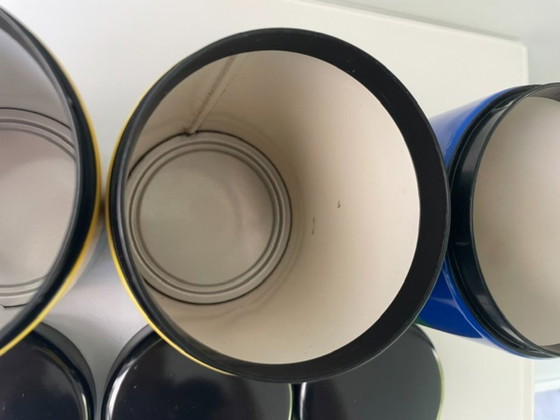 Image 1 of Set van 3 vintage retro Brabantia voorraadpotten – Memphis style jaren 80