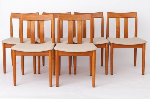 6 dänische Teakholzstühle, 1960er Jahre – Vamdrup Stolefabrik – Esszimmerstuhl-Set im Mid-Century-Modern-Stil, neu bezogen