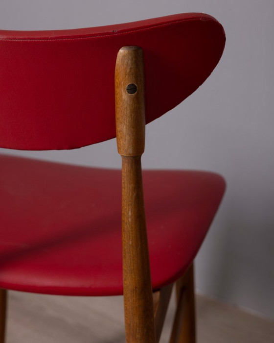 Image 1 of Coppia di sedie vintage anni '60 in legno e pelle, design italiano.