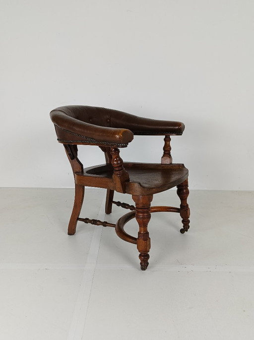 Victorian Mahogany Leather Desk Chair – fauteuils, Wood