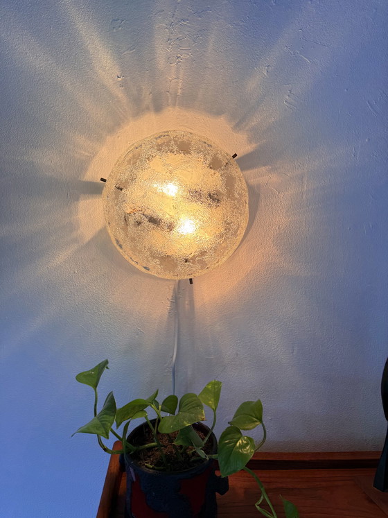 Image 1 of Vintage ice glass wall lamp/ceiling lamp, Kaiser Leuchten ‘60