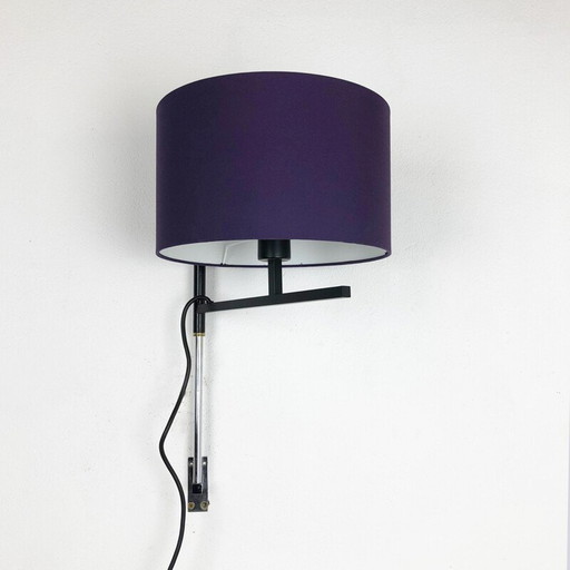 Lámpara de pared vintage minimalista de metal ajustable, Alemania, 1960