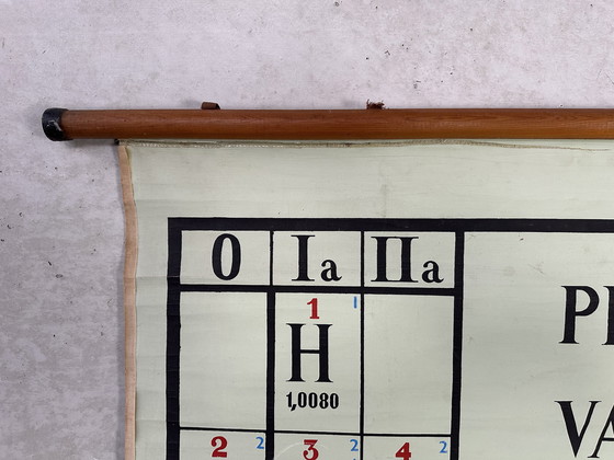 Image 1 of Vintage XL Linnen Schoolkaart ‘Periodiek Systeem Van De Elementen’ - 1966