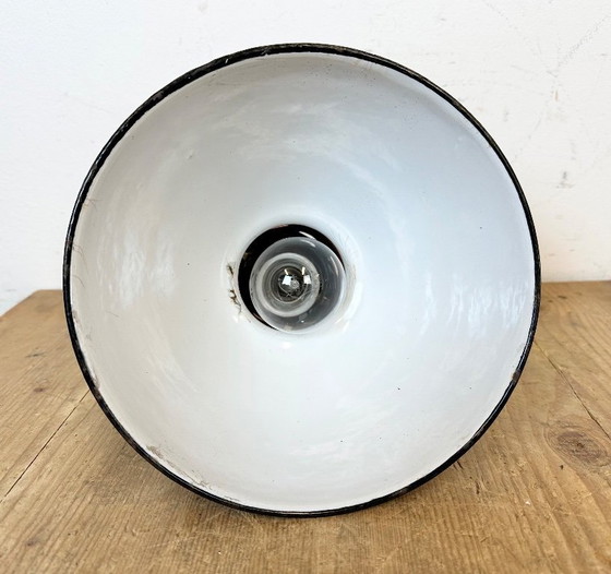 Image 1 of Industrial Italian Black Enamel Factory Lamp with Iron Top, 1950s
