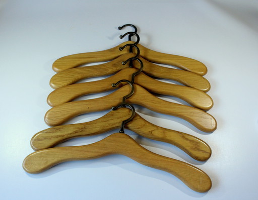 6 cintres élégants et solides en bois/métal - vintage