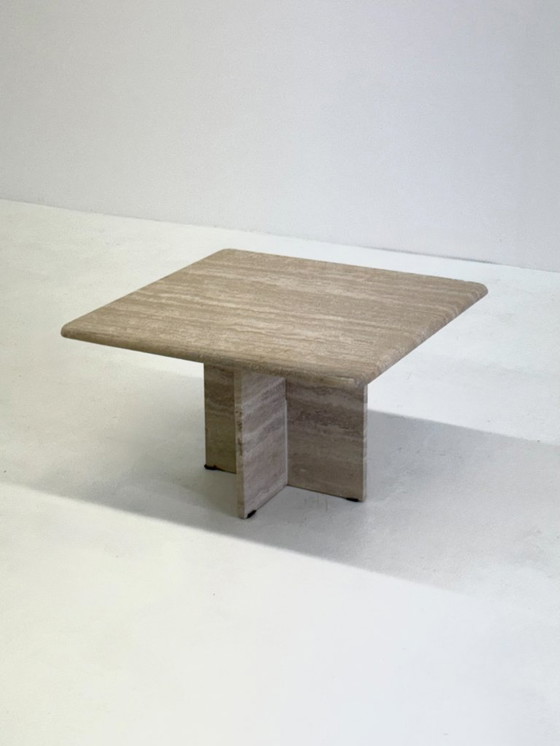 Image 1 of Tavolino da caffè quadrato in travertino vintage