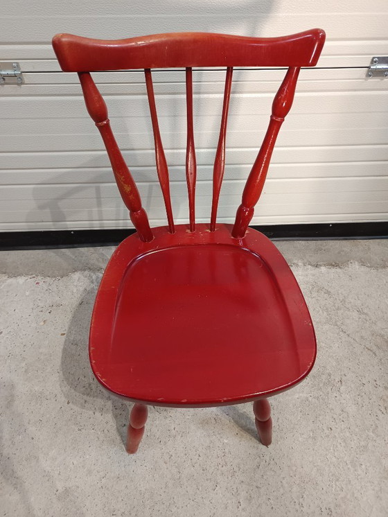 Image 1 of Set of 6 Vintage red chairs